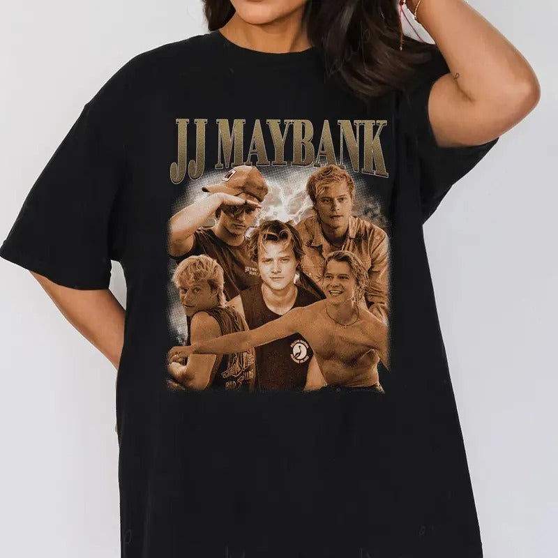 JJ Maybank Outer Banks Vintage Graphic Tee - Retro Vintage Apparel - Bootleg Shirt, Gift For Movies Lovers, Gift For Men And Women Casual Fit