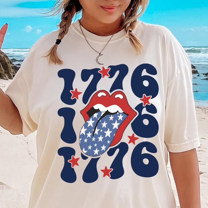 JULY 4TH SHIRT, 1776 KISS SHIRT, 4TH OF JULY MEN SHIRT, UNISEX COTTON SHIRT, OVERSIZED HOLIDAY SUMMER SHIRT