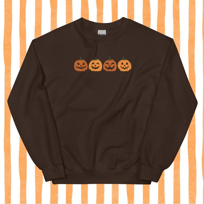 Jack O Lantern Pumpkin Halloween Crewneck - Unisex Apparel Relaxed Fit Printed In The USA Clothing Womenswear Casual Comfort Cotton Top Athletic Boho Chic