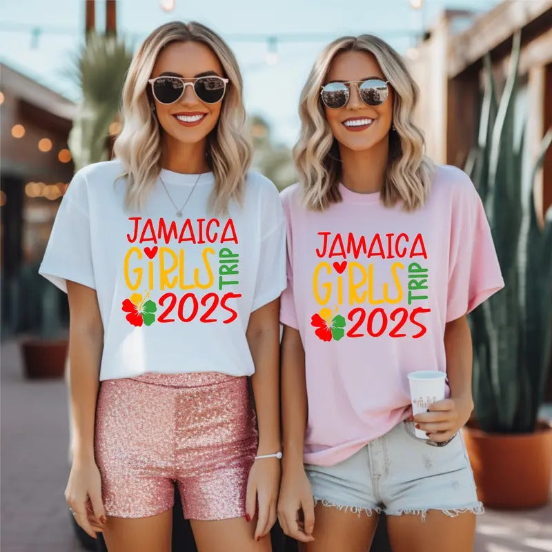 Jamaica Girls Trip 2025 T-Shirt, Jamaica Vacation Shirt, Matching Jamaica Girls Trip Tee, Girls Vacay Tee, Jamaica Crew Shirt, Besties Trip T-Shirt.