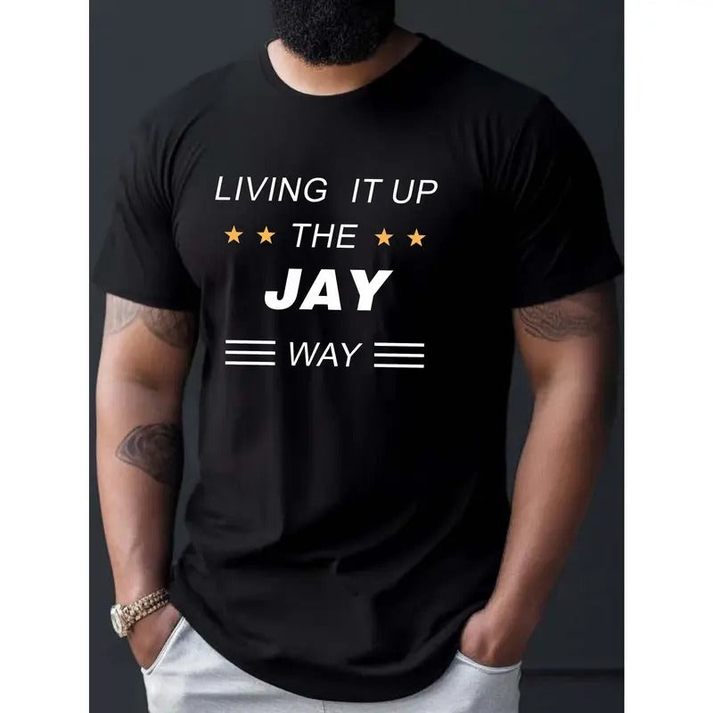 Jay Print Short Sleeve Crew Neck Tee - Men's Casual T-Shirts for Summer Outdoor Daily Wear with Comfortable Fit and Vibrant Print Design Made in USA