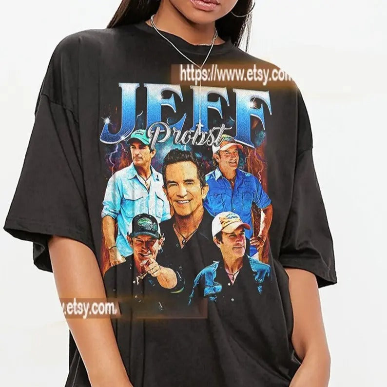Jeff Probst Shirt, Jeff Probst TShirt Gift For Him and Her, Jeff Probst Survivor 90s retro design graphic tee Comfort Cotton