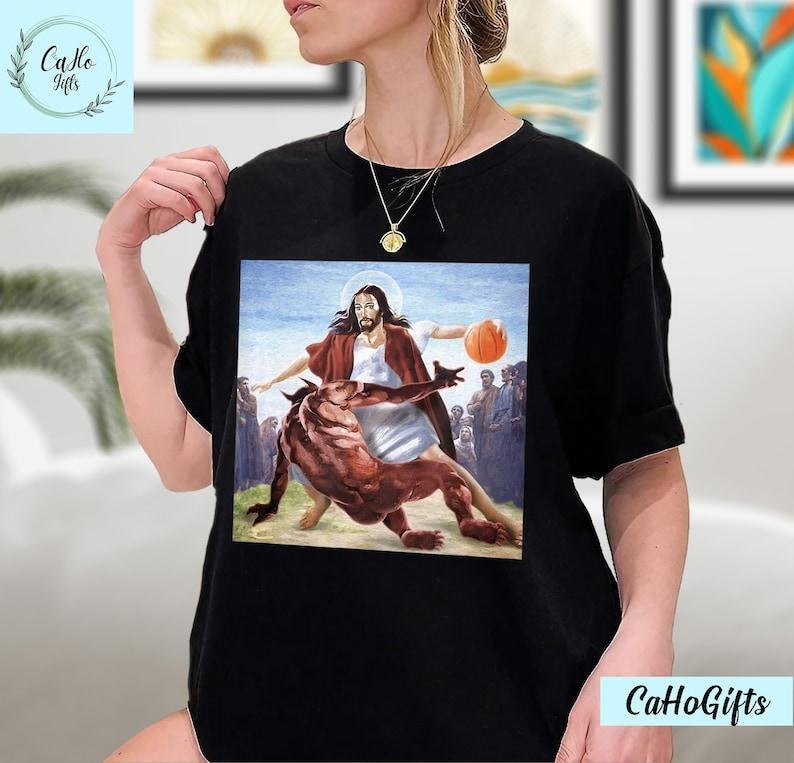 Jesus Crossing Christian T-Shirt, Jesus Shirt, Jesus Basketball sweater and hoodie