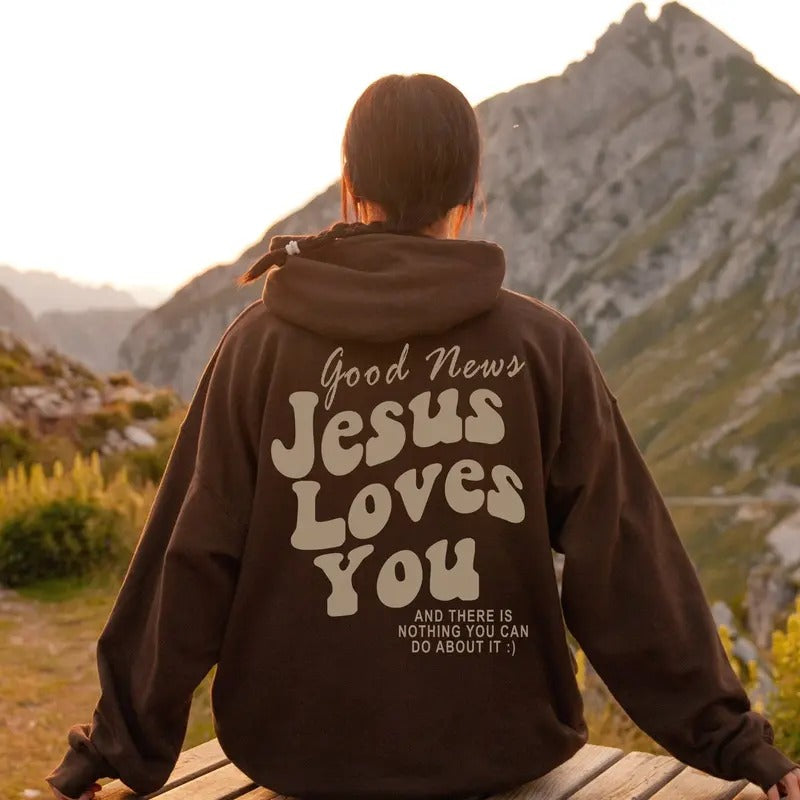 Jesus Loves You Christian Hoodie Jesus Hoodie Trendy Hoodie Christian Sweatshirt Cotton Tops T-Shirts | WearSparks.com