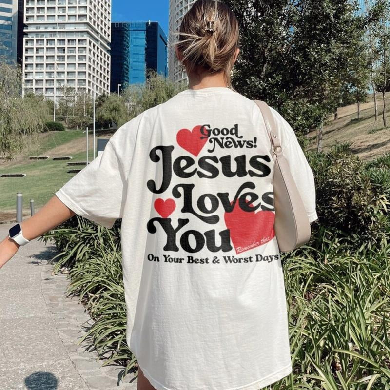 Jesus Loves You Shirt Christian Mental Health Shirts Preppy Faith Based Clothing Christian Clothes Religious Indie Graphic Tee Catholic Gift Summer