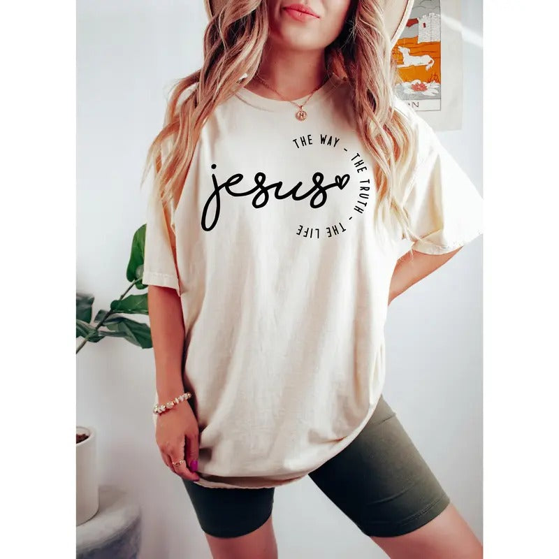 Jesus The Way The Truth The Life Shirt For Women Christian Shirt For Women Retro Christian Tshirt Jesus Tee For Christian Apparel Cotton Top