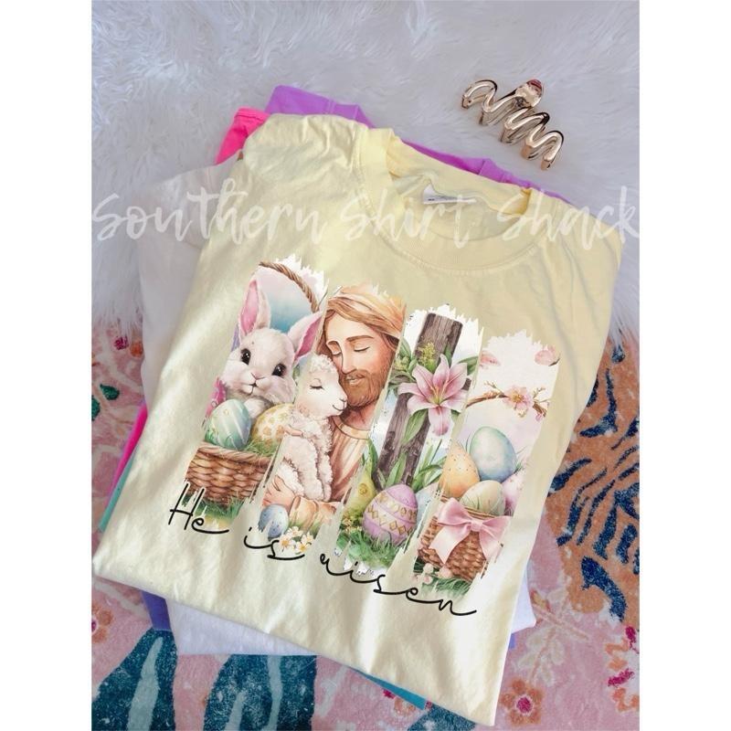 Jesus he is risen T shirt | Easter T Shirt | Banana comfort colors T shirt top