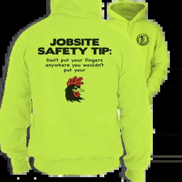 Jobsite Safety - High Visibility Hoodie Work Gear - Cotton Poly Premium Blend - Designs For Blue Collar Workers Top Fabric Menswear Polyester Thick