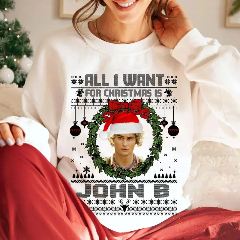 John B Ugly Christmas Sweatshirt, Outer Banks Merch , John B. Routledge Christmas Outfit, OBX SS4 Show Shirt Gift For Movies Lovers