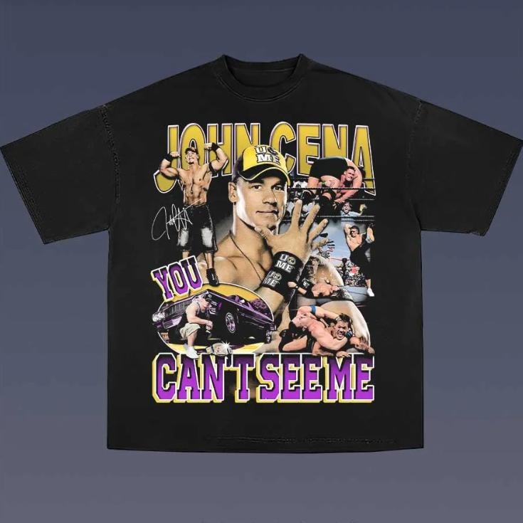 John Cena Vintage Graphic Tees, Wrestling Tshirt, Wrestler T-Shirt, WWE Shirts, Unisex Vacation Outfits Top Menswear Womenswear Streetwearstyle{n002}2