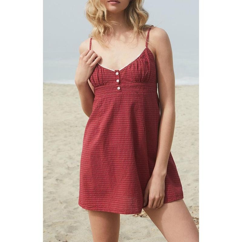 John Galt Women's Burgundy Plaid Embry Mini Dress