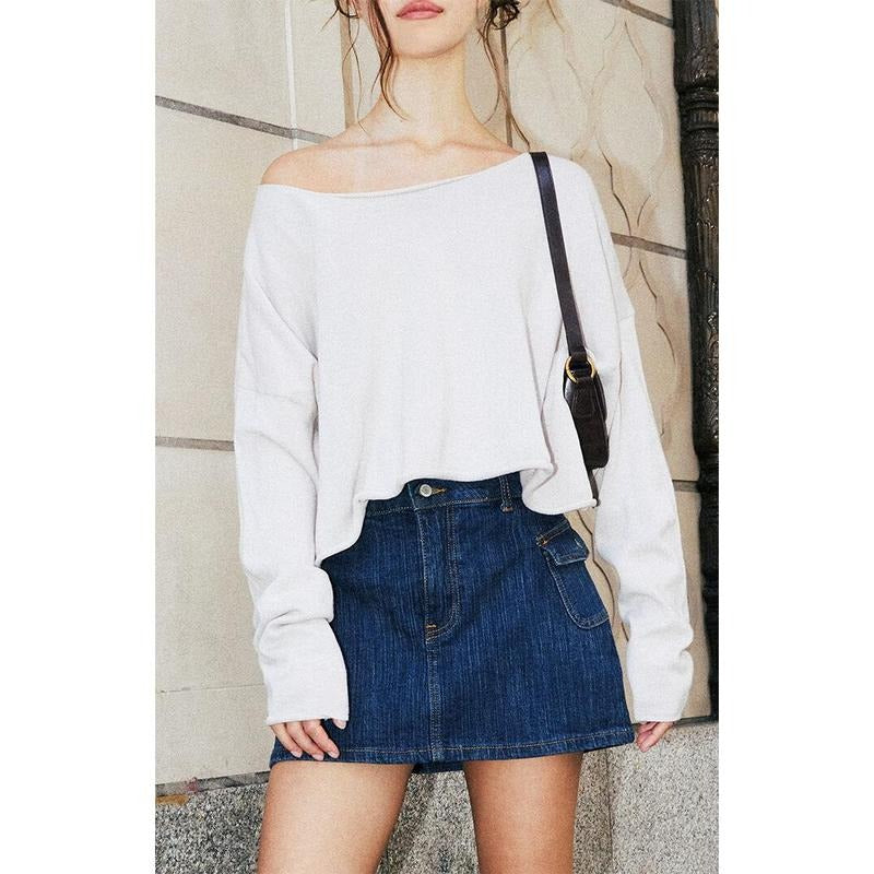 John Galt Women's Cream Cameron Cropped Sweater T-Shirts, Hoodie, Sweatshirt | WearSparks.com