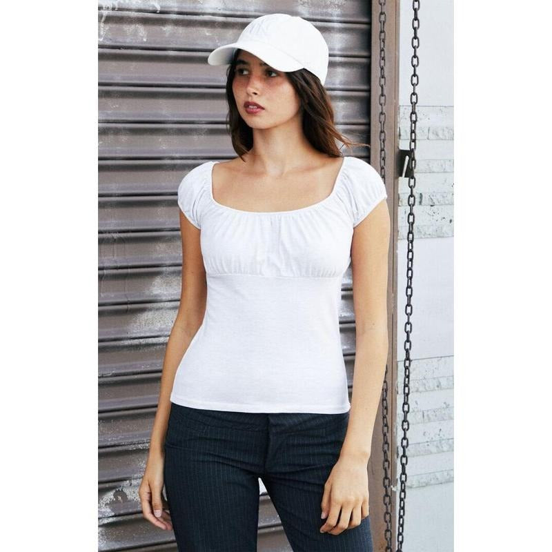 John Galt Women's Light Gray Casey Ruched Top