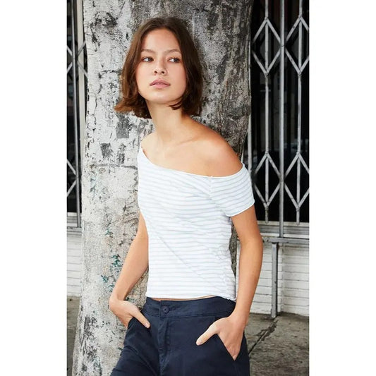 John Galt Women's Striped Bonnie Off-The-Shoulder Top