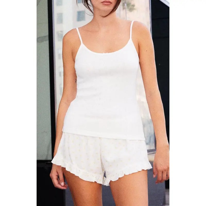 John Galt Women's White Skylar Eyelet Tank Top