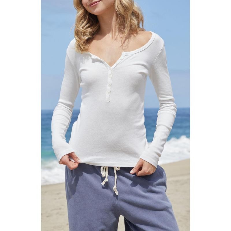 John Galt Women's White Zelly Long Sleeve Topstyle{n002}2