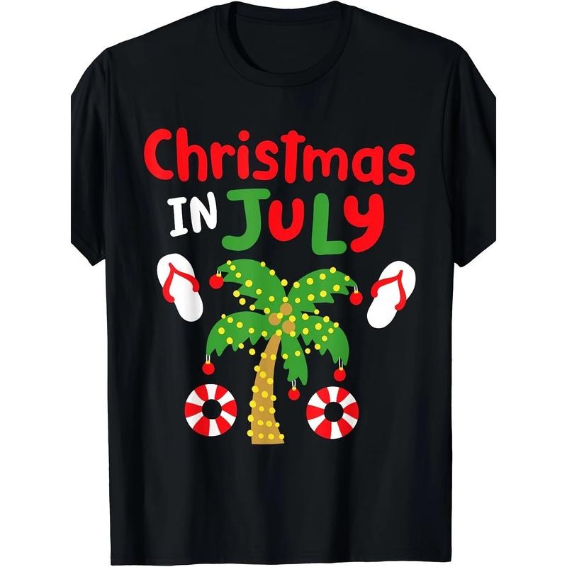 July Christmas Fun Summer Christmas Men's T-shirt Made in USA