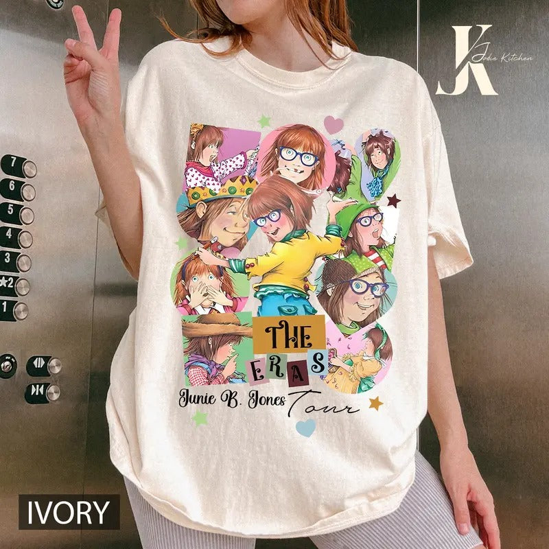 Junie B Teacher T-Shirt, Junie B Jones Comfort Color Shirt, Gift For Teacher, School Theme Shirt, Kindergarten Teacher Shirt, Teacher Sweatshirt, First Grade Teacher Shirt, Children's Character Affirmations Shirt, Teacher Appreciation Giftstyle{n002}2