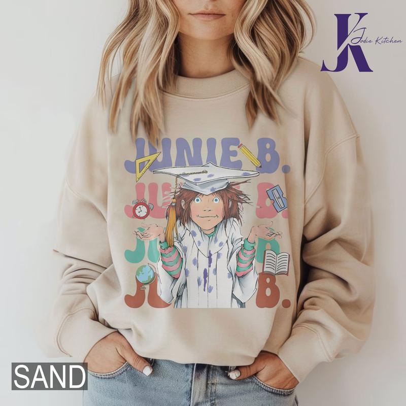 Junie B Teacher T-Shirt, Junie B Jones Comfort Color Shirt, Gift For Teacher, School Theme Shirt, Kindergarten Teacher Shirt, Teacher Sweatshirt, First Grade Teacher Shirt, Children's Character Affirmations Shirt, Teacher Appreciation Giftstyle{n002}3