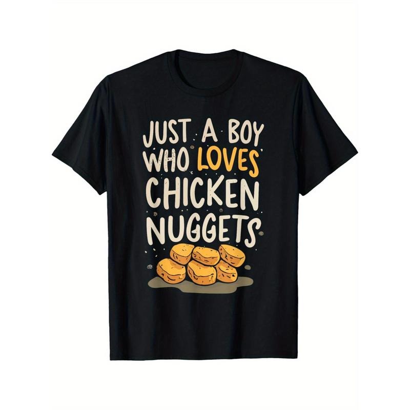 Just A Boy Who Loves Chicken Nuggets Funny Fast Food Lover T-Shirt Summer Comfortable Casual Short Sleeve T-Shirt Made in USA
