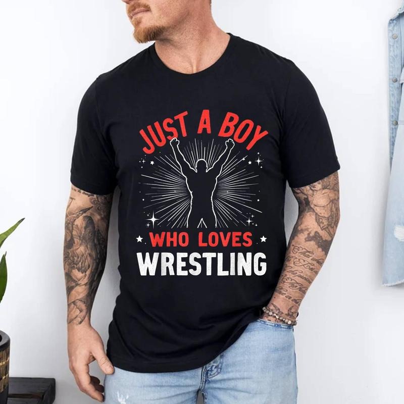Just A Boy Who Loves Wrestling, Boys & Men, Wrestler Boy T-Shirt | Unisex Cotton Tee, Top Menswear