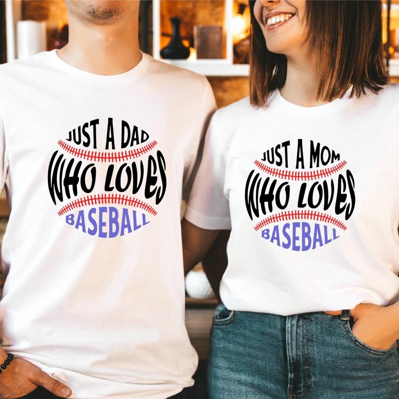 Just A Dad Who Loves Baseball T-Shirt, Just A Mom Who Loves Baseball Shirt, Sport Lover Player Gift Tee, Game Matching Day Parents Tee, Matching Family Gift Shirt.