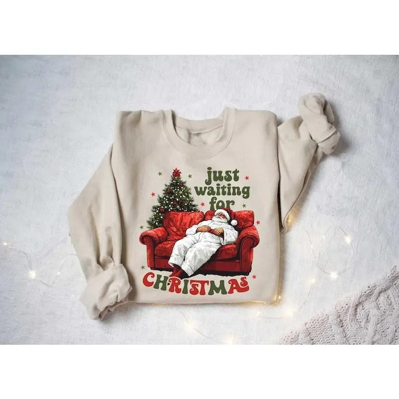 Just Waiting For Christmas Sweatshirt,Santa Claus Shirt,Funny Christmas Shirt,Merry Christmas,Christmas Gift,Christmas Vibes,Holiday T-shirt, sweater and Hoodie