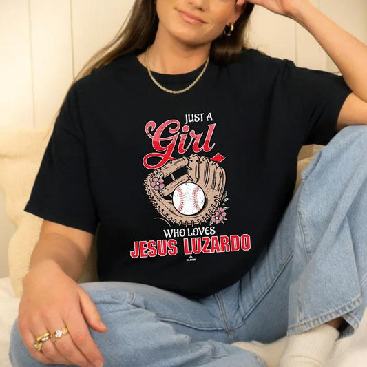 Just a Girl Who Loves Jesus Luzardo Philadelphia Baseball T-Shirt Casual Style Crew Neck Short Sleeve T-Shirt Tops Trendy for Unisex