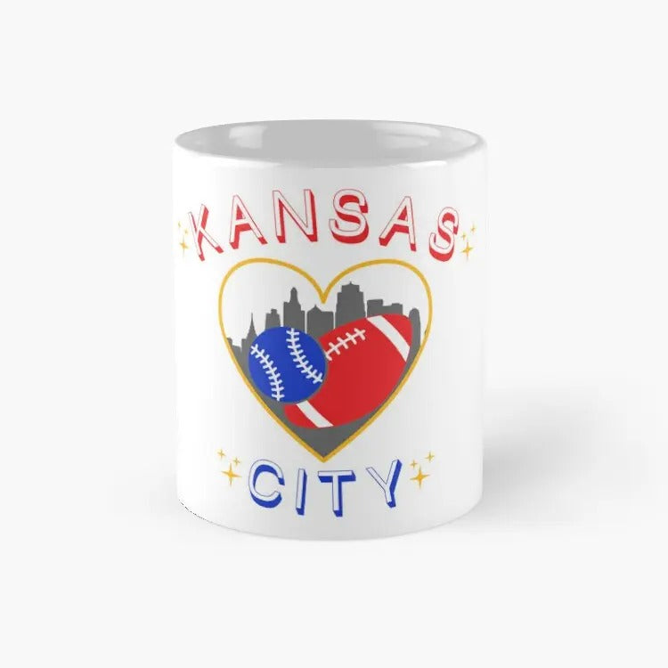 Kansas City Baseball Football Heart Classic Mug, Gift For Football Fans, Best Gift For Family