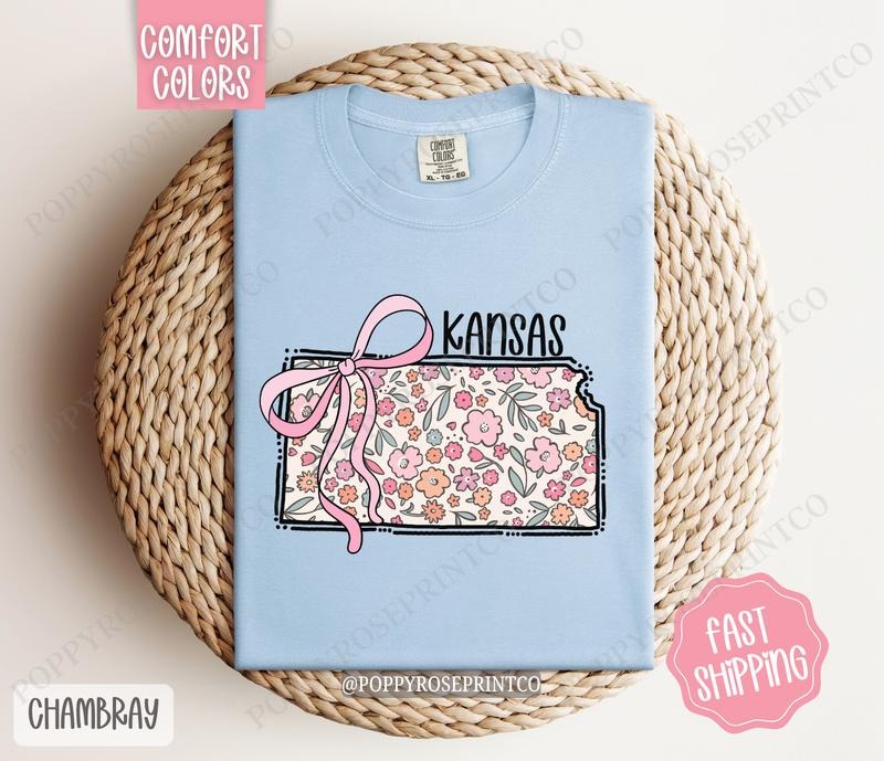 Kansas Comfort Colors State Tshirt, Cute Kansas Shirt, Kansas Tshirt, Kansas Shirt
