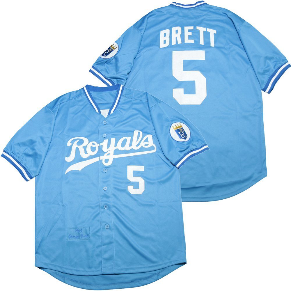 Kansas City Royals #5 George Brett Royals 5 Light Blue 1985 Retro