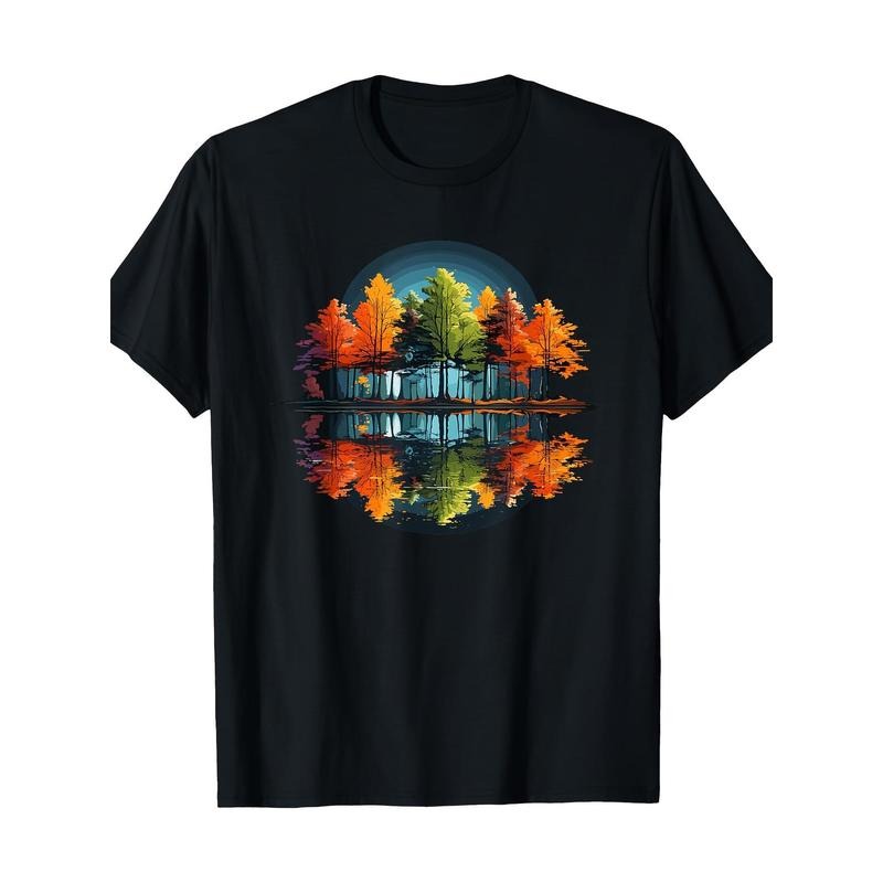 Kayaking Color Kayaking Team Kayaking T-shirt Natural Reflection Forest Trees Outdoor Wildlife T-shirt -100% cotton Made...