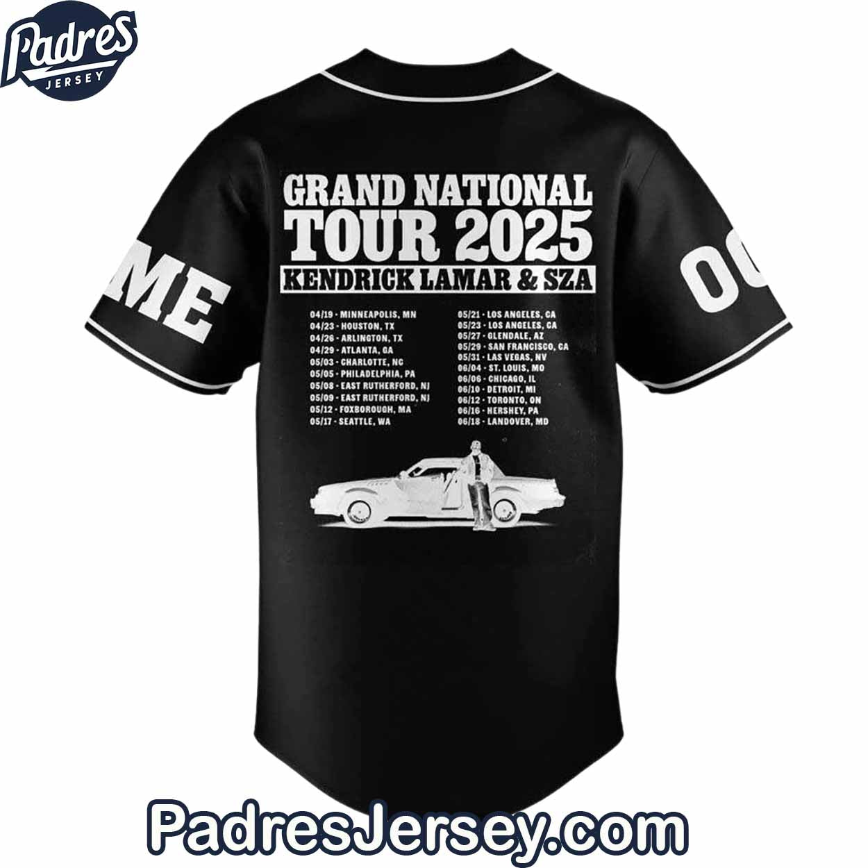 Kendrick Lamar And SZA Grand National Tour 2025 Baseball Jersey Outfit - Padres Jersey Oasis: Elevate Your Baseball Style Game