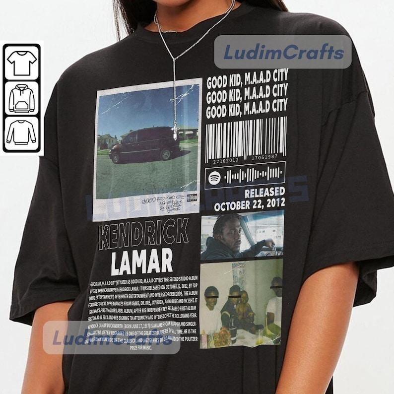 Kendrick Lamar Vintage Merch Shirt, good kid, maad city Album Rap 90s Tee, Rapper Hip Hop Gift Bootleg Inspired Sweatshirt