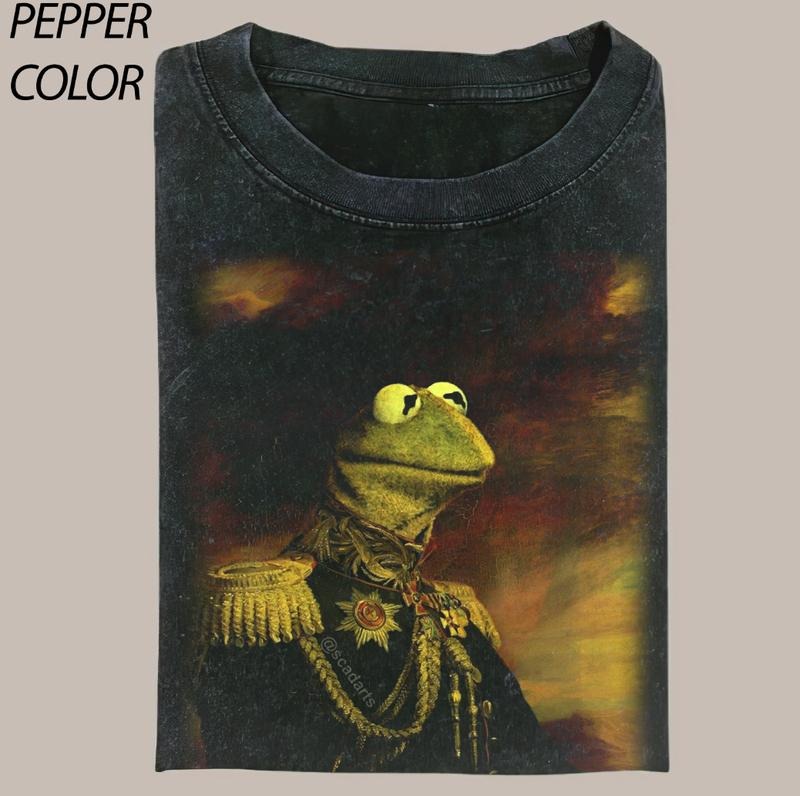 Kermit Napoléon Funny Graphic Tees - Vintage Short Sleeve T-Shirt for Women - 100% Cotton - All Seasons - Menswear, Top
