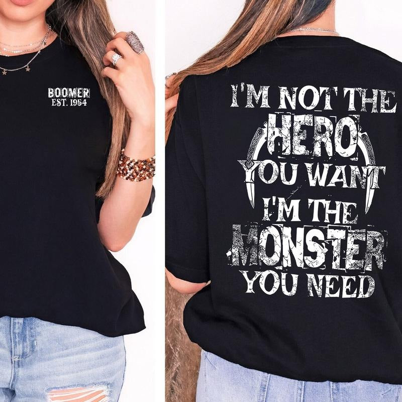 KingZlia Shop Boomer Custom Year Badass Generation T-shirt 100% Cotton Unisex Comfort Women's Wear Men's Wear Personalized Year of Birth Shirt Classic Fit Autumn Style