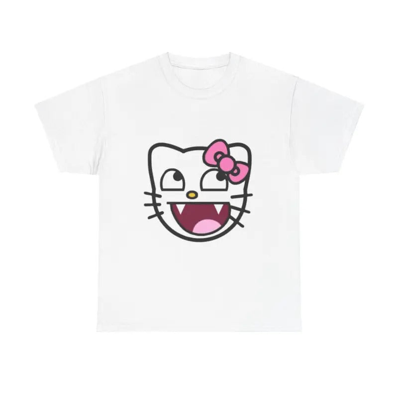 Kitty Vampiresque Shirt, Playful Graphic Tee with Pink Bow, Cute & Quirky Design, Perfect Gift for Fans, Unisex Shirt, Womenswear Top