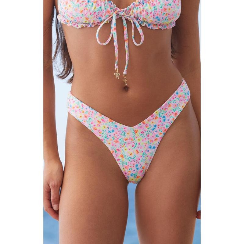 Kulani Kinis Women's Moon Flower High Cut Y Cheeky Bikini Bottom