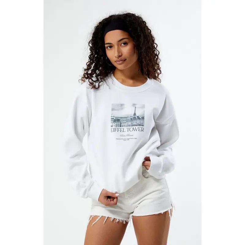 PS / LA Women's Eiffel Tower Crew Neck Sweatshirt