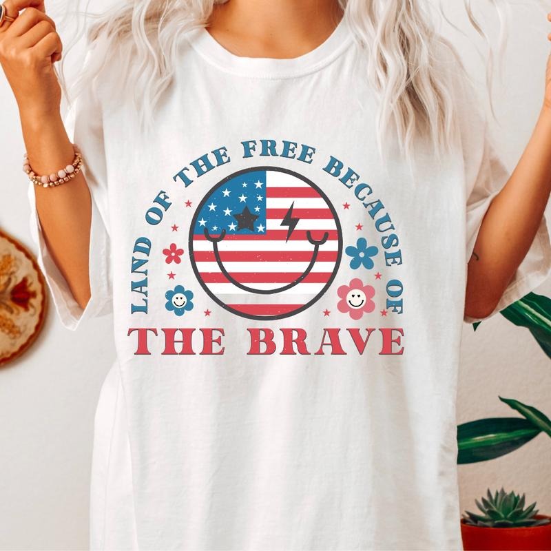 LAND OF THE FREE 2 SHIRT, FUNNY JULY 4TH SHIRT, FIREWORK SHIRT, PARTY IN THE USA, JULY 4TH PARTY SHIRT Comfort Cotton Fabric Top