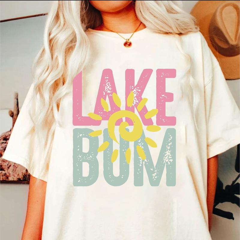 Lake Bum Shirt, Distressed Retro Summer Tee, Lake Day Beach Shirt, Lake Life Comfort Colors Tee, Cute Girly Summer Vibes Shirt
