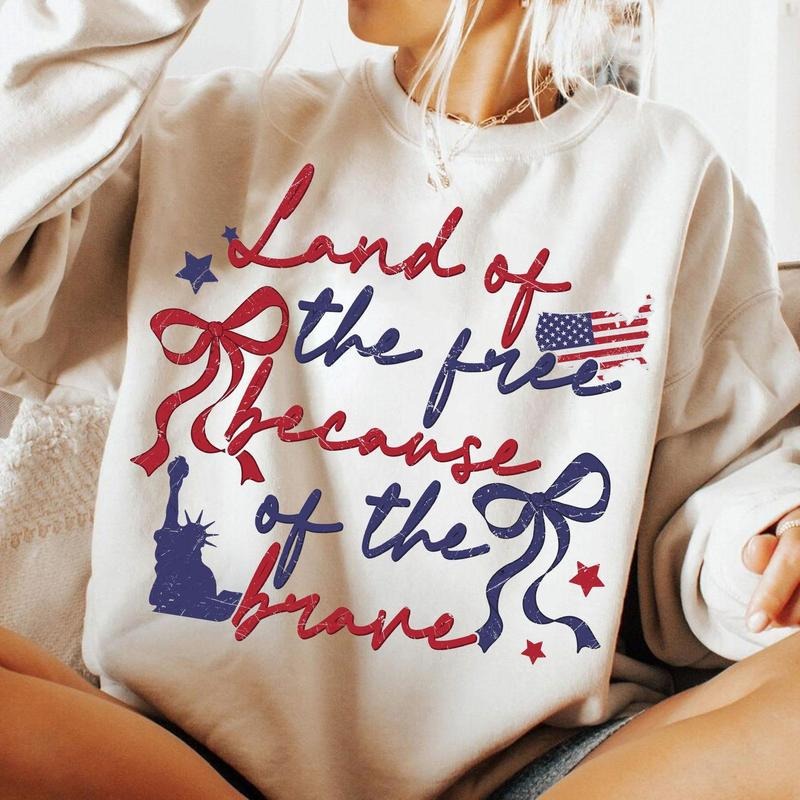 Land Of The Free Because Of The Brave Shirt, Retro 4th of July Shirt, America Coquette Shirt, Retro USA , Independence Day , Patriotic