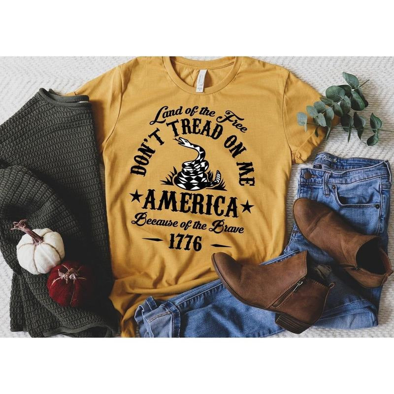 Land Of The Free Don't Tread On Me America Because Of the Brave 1776, 4th of July Family Matching Shirt