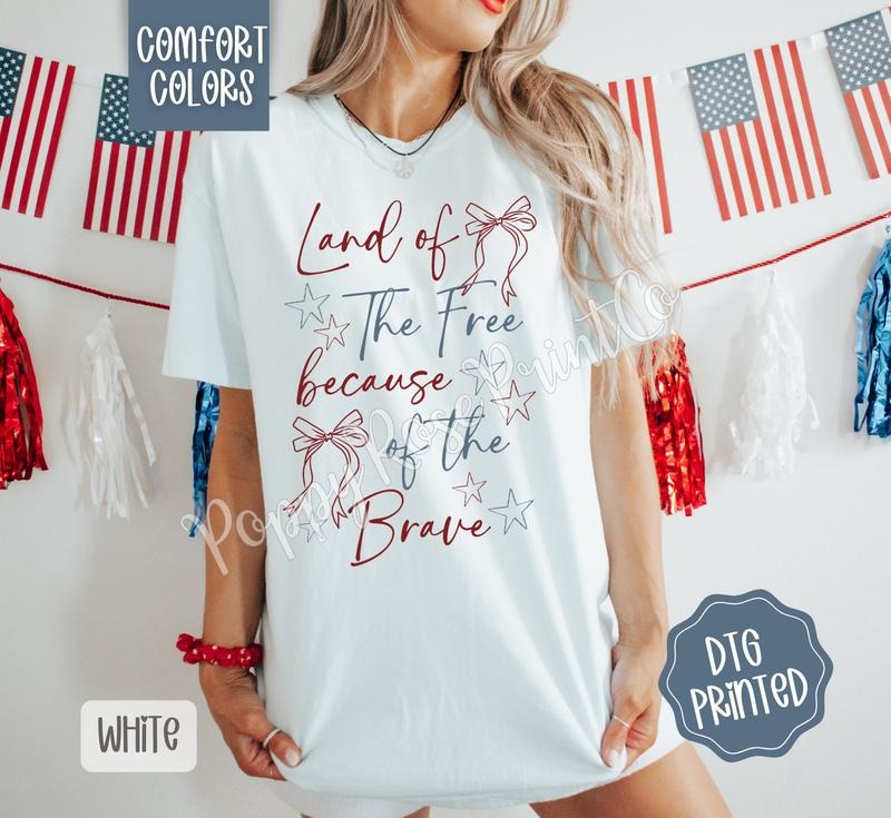Land of the Free Comfort Colors Shirt, Cute Patriotic Tshirt, Trendy Women's Tee, Gift for Her