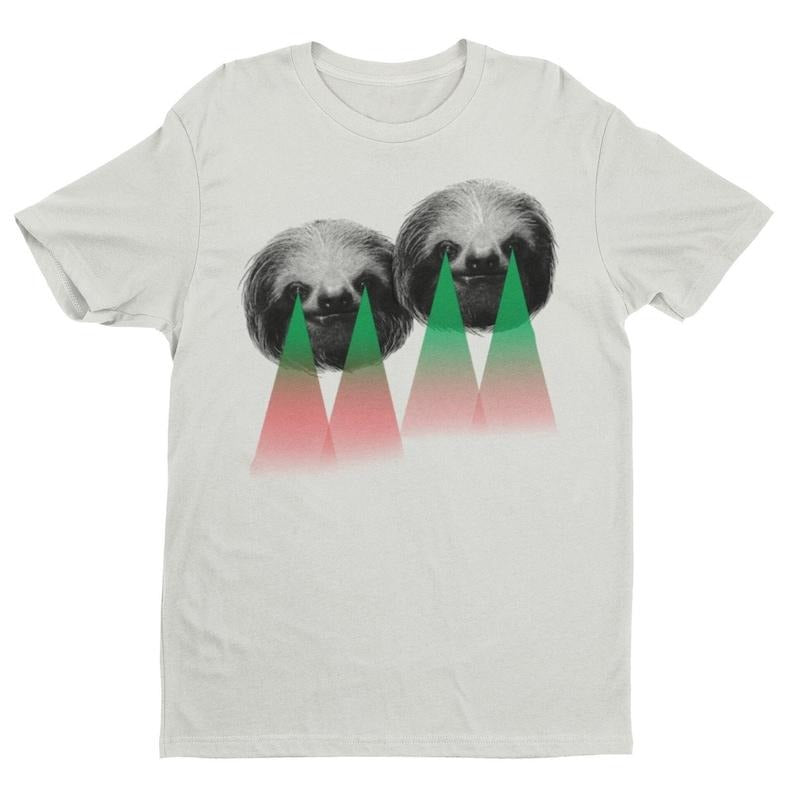 Laser Sloth, Funny Sloth Shirt, Cute Animal Tee, Cute Women's Top, Vintage Graphic Tee, Funny Shirt, Sloth Lover, Spirit Animal Shirt