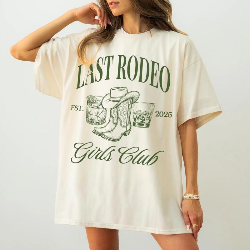 Last Rodeo Bachelorette Tee, Western Cowgirl Vibes, Nashville Bridal Party, Fun Group Shirt, Gift for Best Friend, Gift for Him & Her - Unisex, Crew Neck, Top