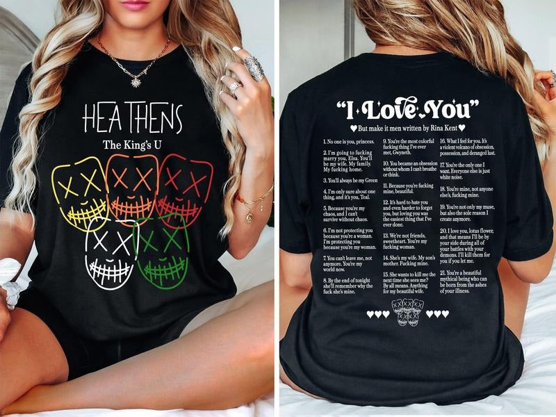 Legacy of Gods Book Quotes T-Shirt, The Heathens Sweatshirt, Rina Kent Merch, Dark Romance Hoodie, I Love You Booktok Sweater