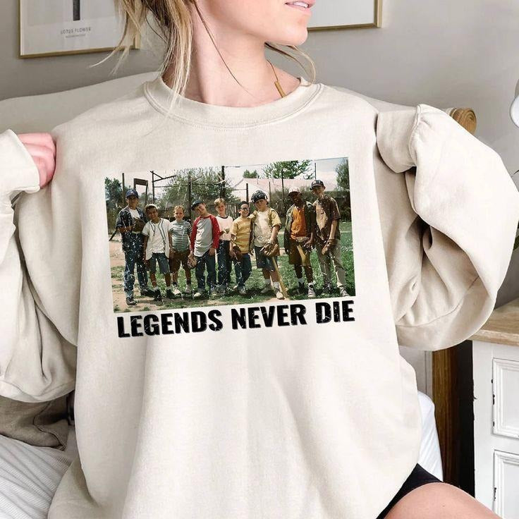 Legends Never Die Sweatshirt, Retro Baseball Movie Tribute Graphic