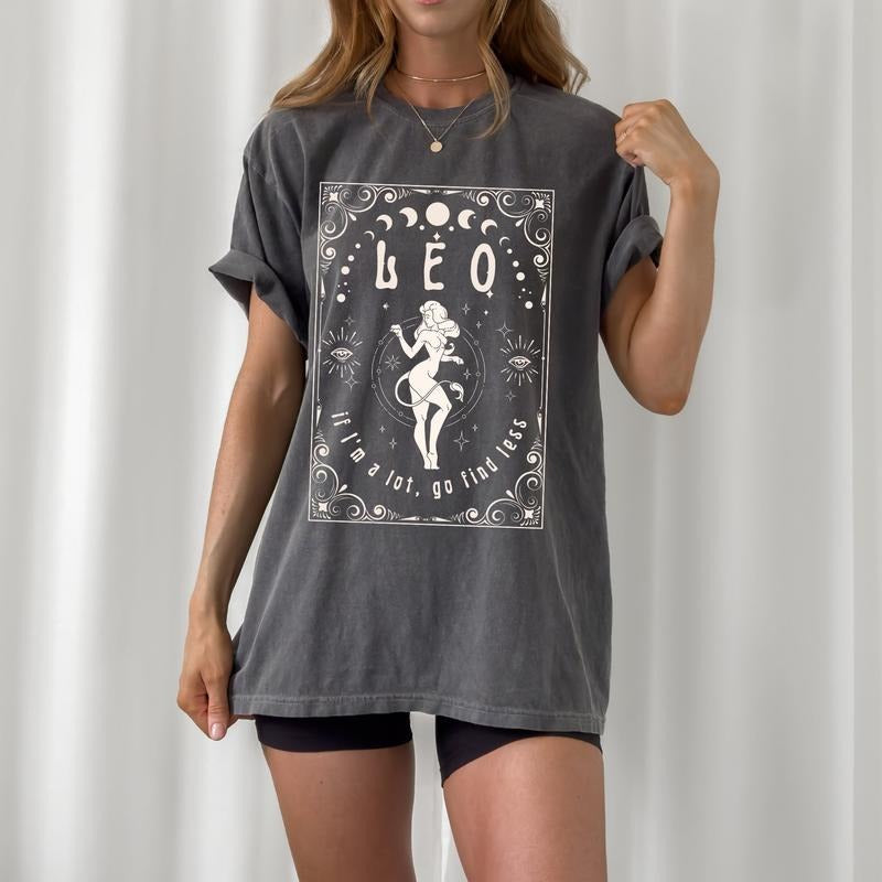 Leo Zodiac Leo T-Shirt Tarot Shirt Leo Gifts Tarot Card Shirt Celestial Shirt Astrology Shirt Mystical Shirt Big Leo Energy Leo Season