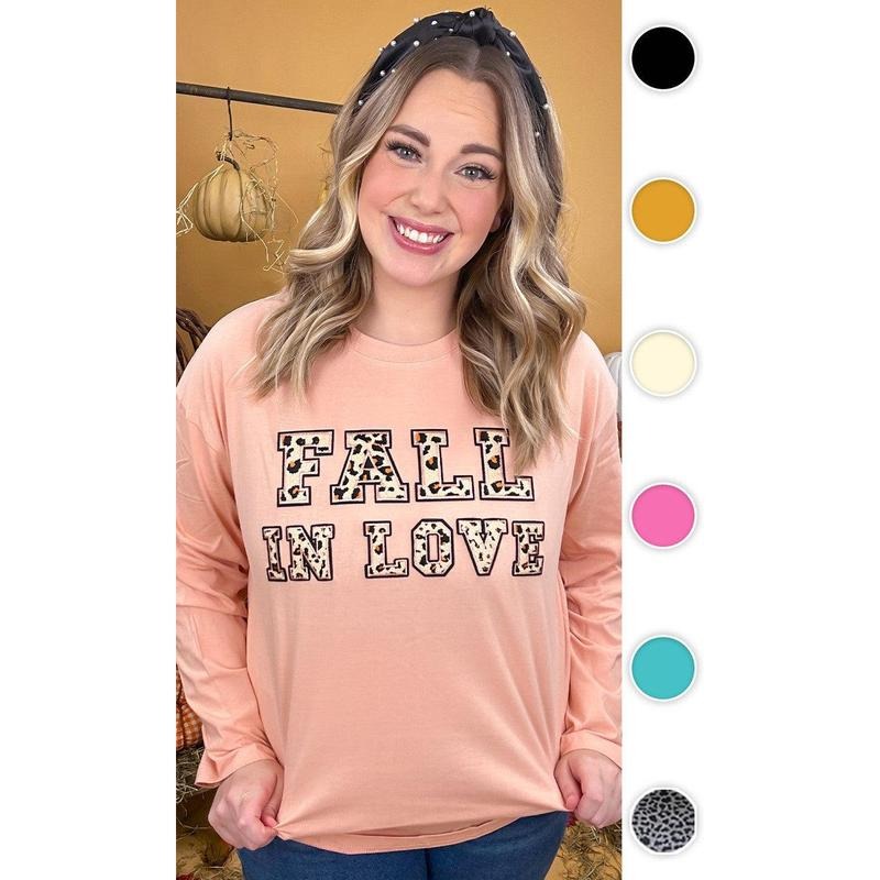 Leopard Ideal Chenille Fall in Love Graphic Boyfriend Long Sleeve T-Shirt Hoodie, Sweatshirt | WearSparks.com